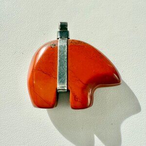 Red Jasper Zuni spirit bear fetish pendant